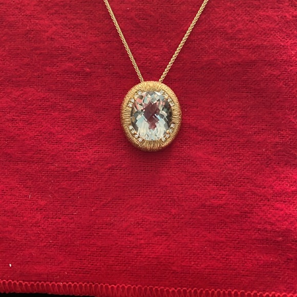 My Michelle 18k green amethyst and diamond pendant with chain - Picture 1 of 8